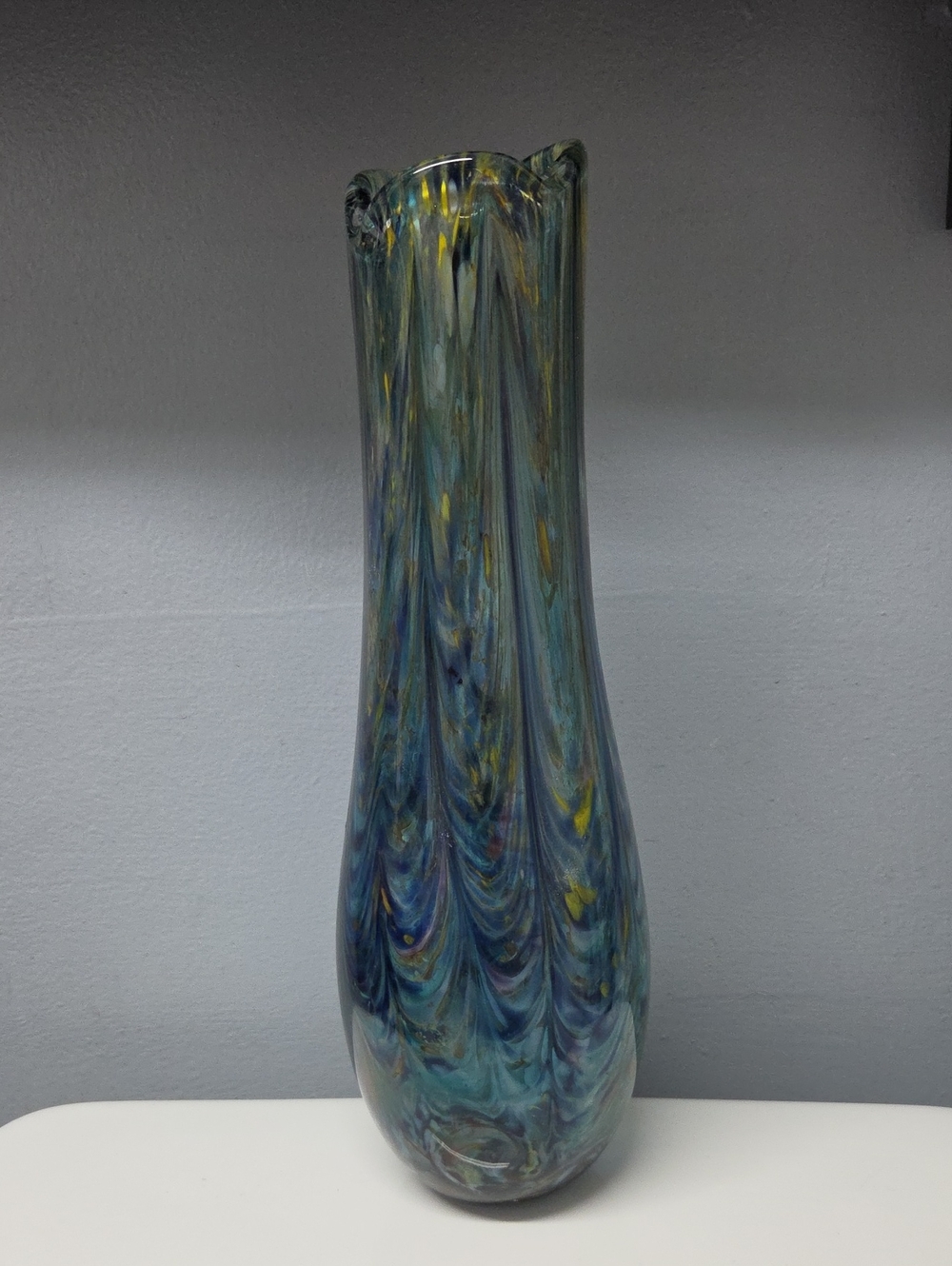 Signed Jim Miller Fire Wind Handblown Art Glass Vase 98